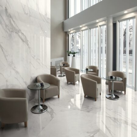 Marble look porcelain tiles