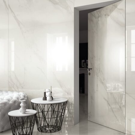 Marble look porcelain tiles