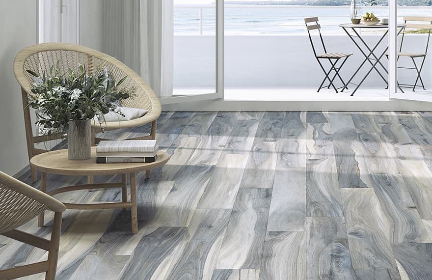 Porcelain wood effect tiles