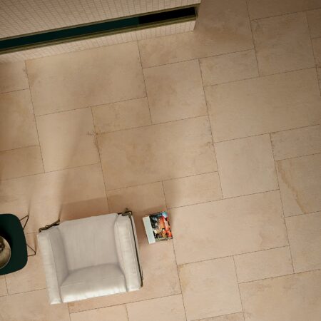 Beige stone effect tiles